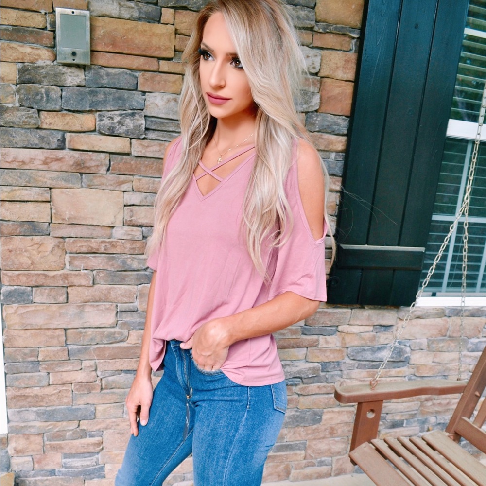 Strappy Cold Shoulder Shirt